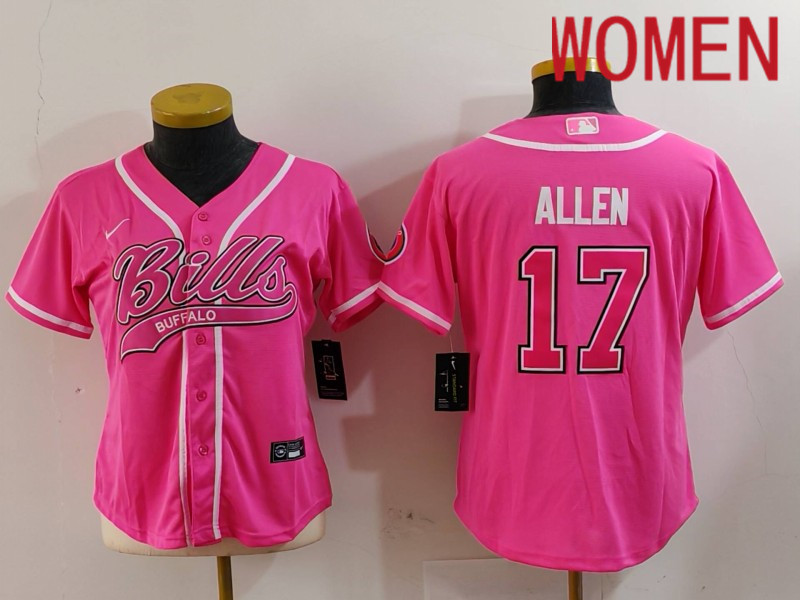 Women Buffalo Bills #17 Allen Pink Joint Name 2024 Nike Limited NFL Jersey style 912